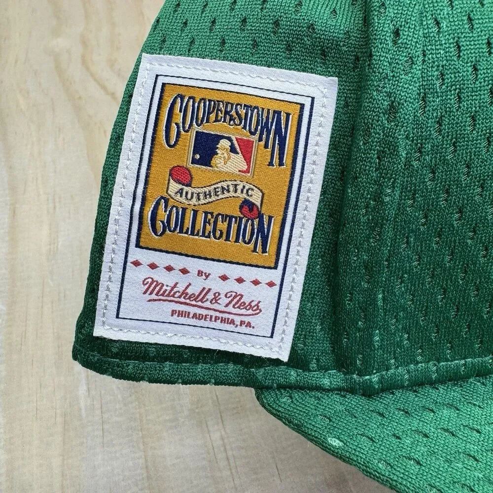 NEW Oakland Athletics Mitchell Ness Liberty Fitted Hat Cap Mesh Green sz 7 3/4